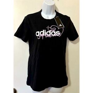 adidas Women's Heart Graphic Tee Self Love Club Black Size S Casual T-Shirt